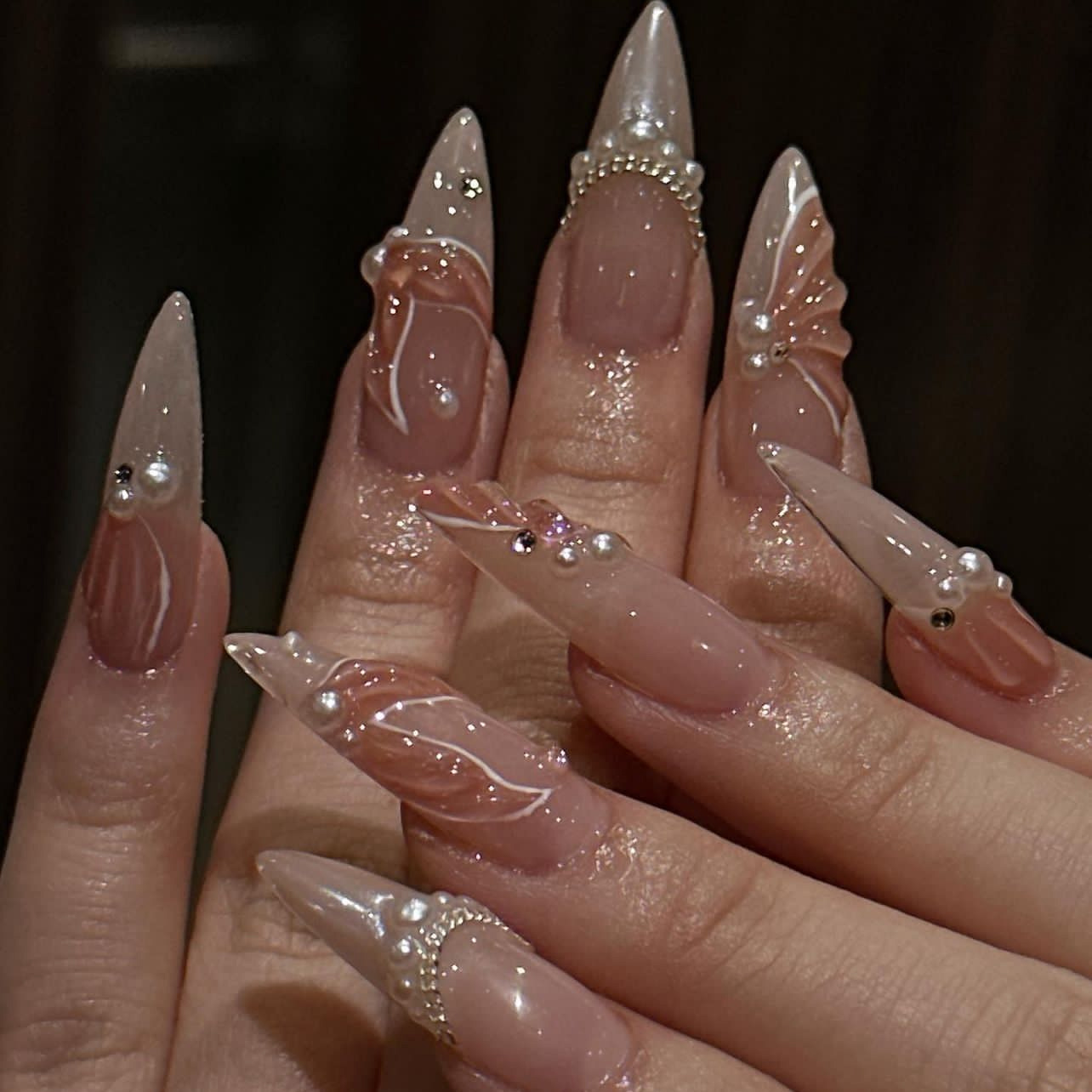 Nail Extension Tips - 24pcs Fashion Rhinestone Press on Nails