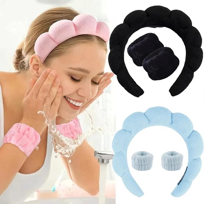 Makeup Beauty Set - 3PCS Stylish Washing Headband Set Wristbands