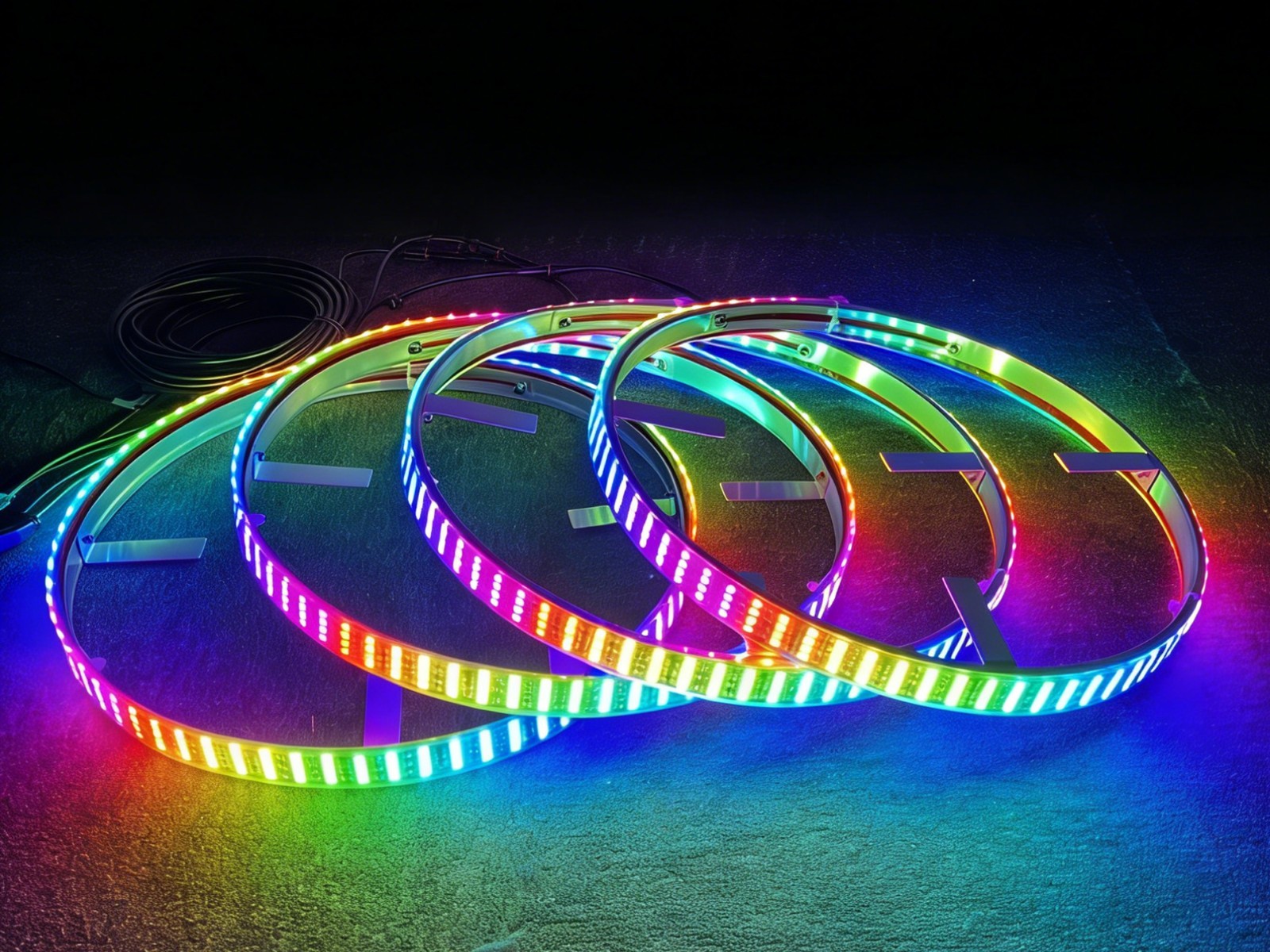 Led Ring Light - 4PCS 17.5inch RGB Quad Row Chasing