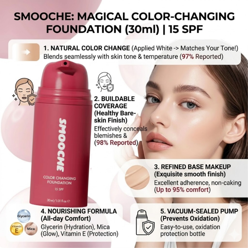 SMOOCHE Color Changing Foundat - Concealer Full Coverage ulasan dan harga