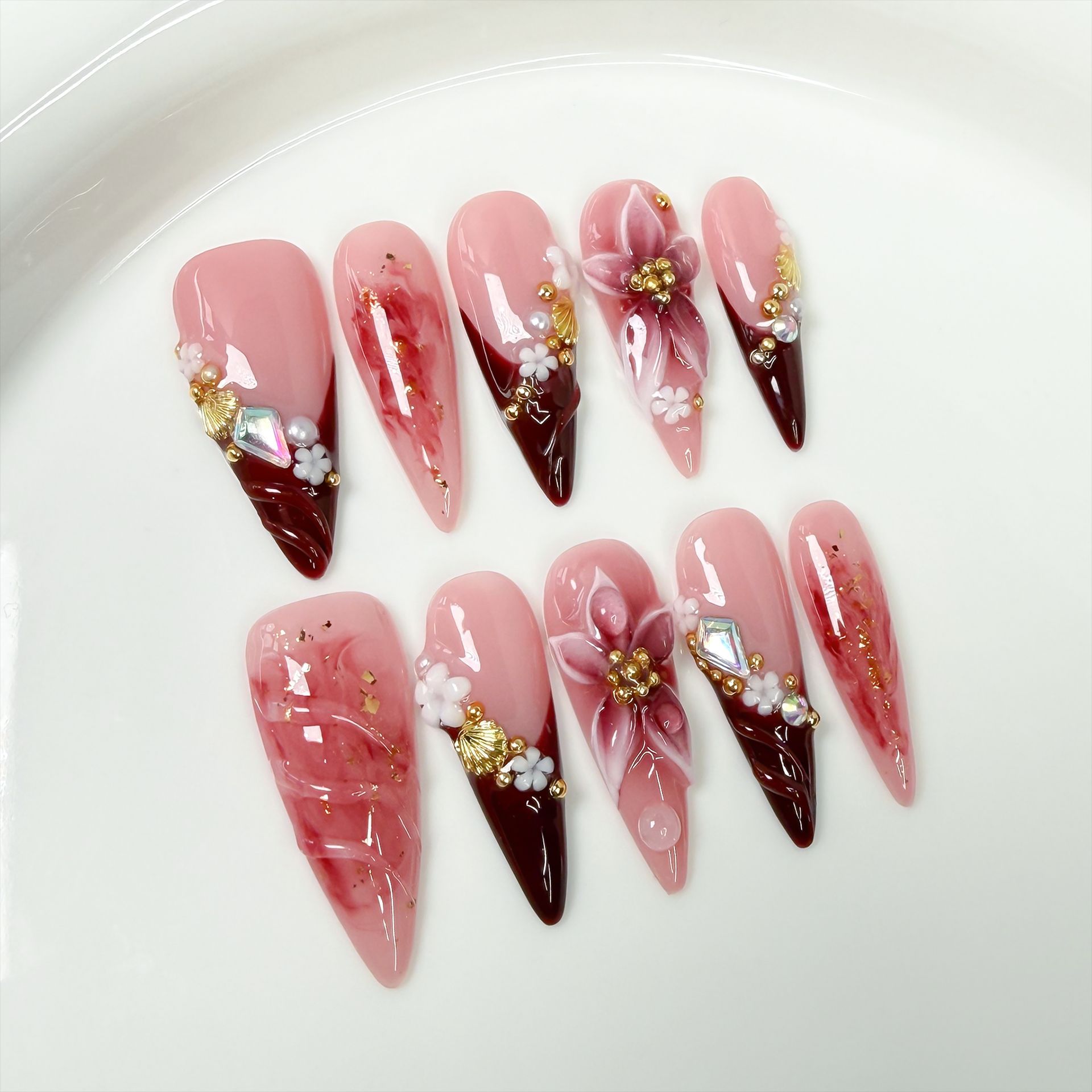 10Pcs Retro Long Stiletto Fake - Nail Extension Tips ulasan dan harga
