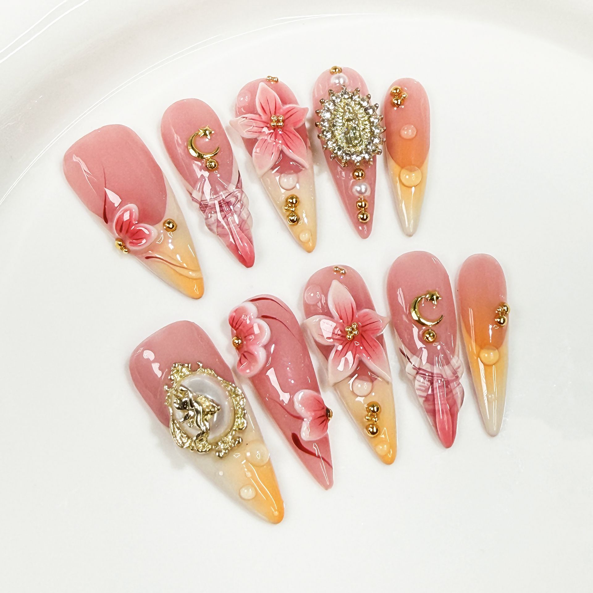 10Pcs Retro Long Stiletto Fake - Nail Extension Tips ulasan dan harga