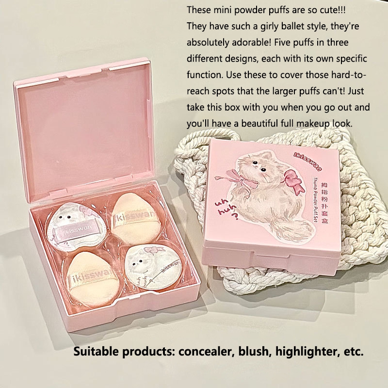 5Pcs Cute Mini Finger Puff Set - Makeup Beauty Set ulasan dan harga